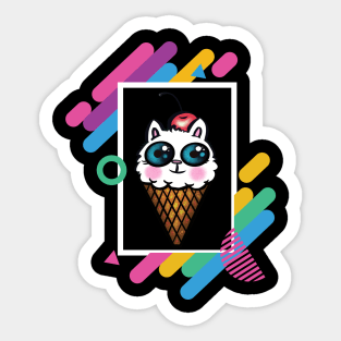 Kitty Cone Geometric Frame Sticker